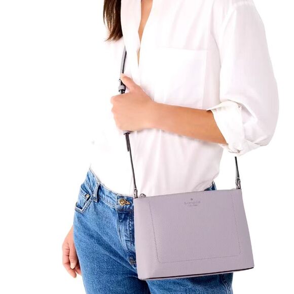 New Kate Spade Leila Crossbody Pebble Leather Violet Mist - Picture 4 of 5